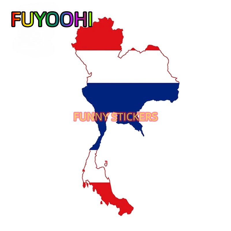 Car Accessories Thailand - FUYOOHI Tayland Haritası Bayrağı Araba Çıkartması