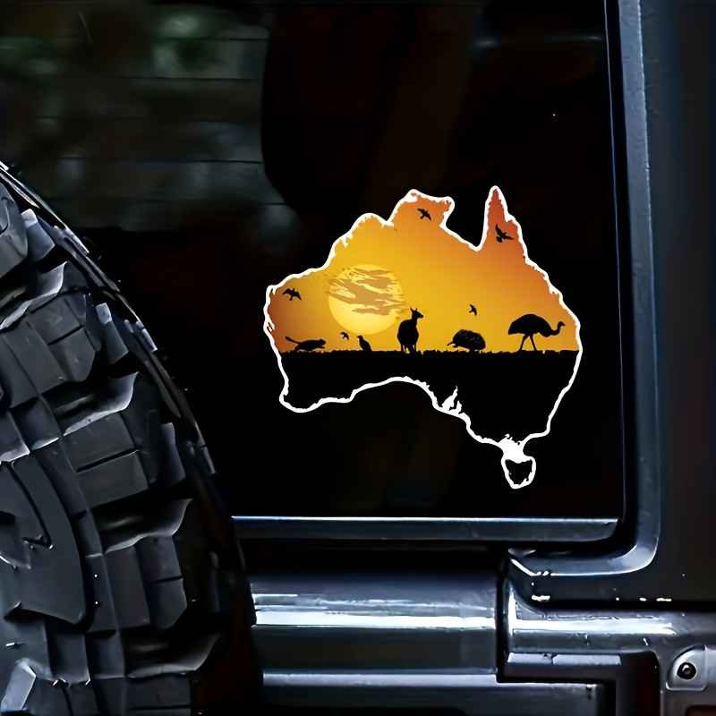 Car Accessories Australia - Avustralya bayrağı ve yaban hayatı silüeti